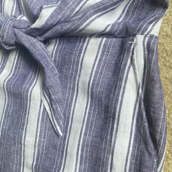 Loft Outlet Blue & White Striped Wide Leg Linen Blend Jumpsuit M - Picture 13 of 17